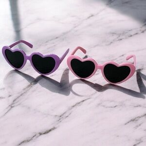 Pet Sunglasses 2 Pairs Fits Small/Medium Dogs Pink Purple Hearts